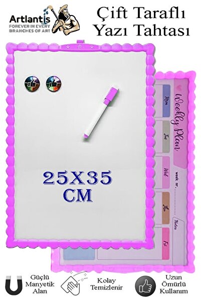 Artlantis Manyetik Çift Taraflı Yazı Tahtası Renkli 25x35 cm 1 Adet Çocuklar ...