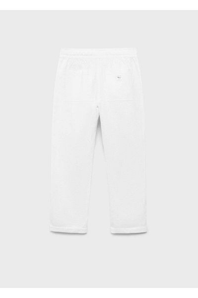 MANGO Kids Linen blended elastic waist pants