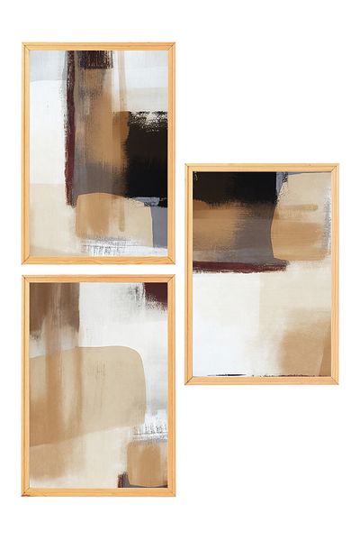Muyika Design Set de 3 picturi decorative pentru decorarea casei în stil boem nordic modern cu cadru din lemn premium-SET12