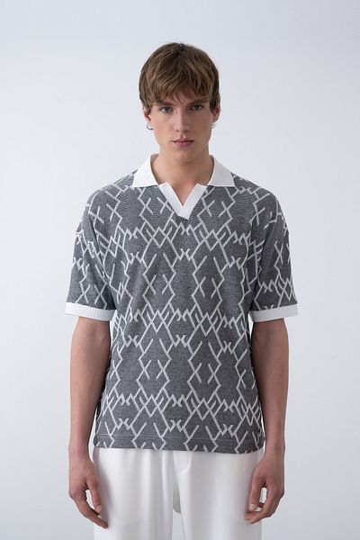 İLKCET MODA Patterned V-Neck Men's Tshirt
