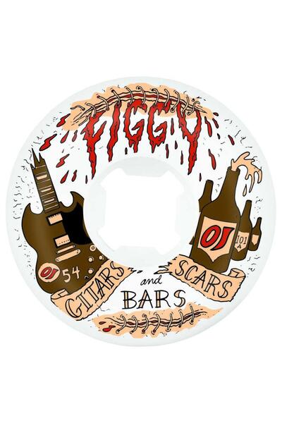 OJ Wheels عجلات لوح التزلج الأصلية Hardline من OJ Figgy Guitars Scars And Bards مقاس 54 مم 101A [مجموعة/4]