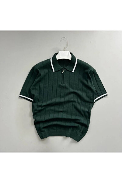 CULTURE BOUTIQUE Tricou tricotat cu detaliu guler de smarald