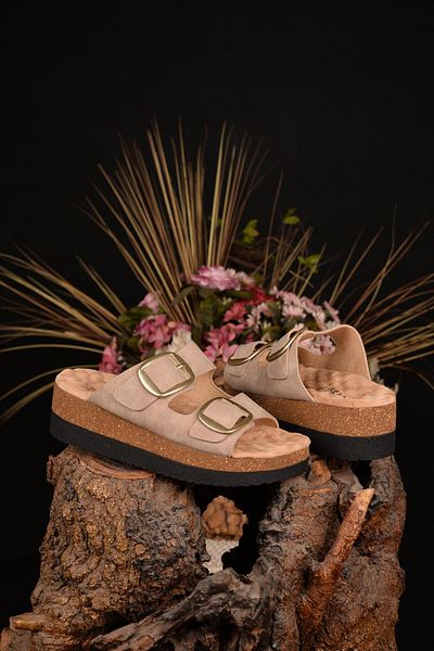 stoneclass Women's Special Leather Natural Design Orthopedic Thick Sole Real Cork Summer Slippers