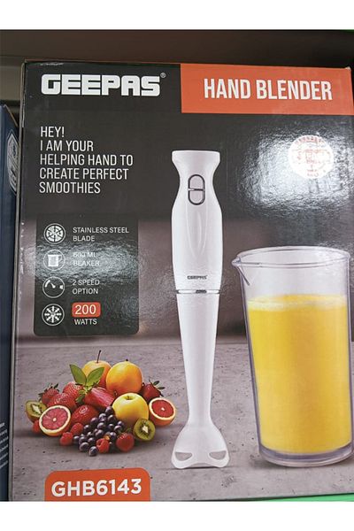 Geepas Classic Hand Blender GHB6143 – 200W (White)