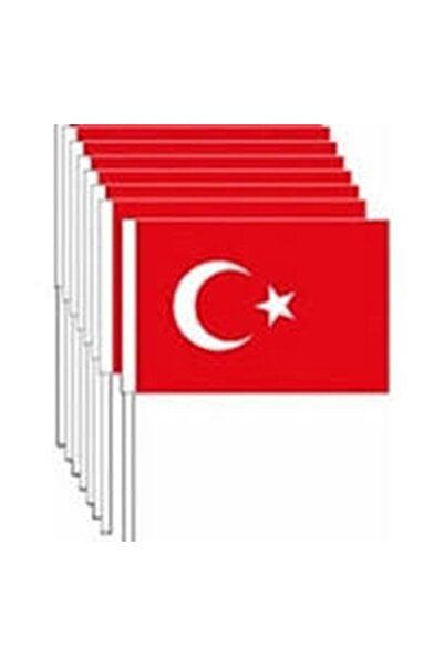 MİNİK ADIMLAR 23 Nisan Hediyesi 10 Adet Çubuklu Kağıt Türk Bayrağı