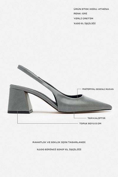NİŞANTAŞI SHOES Athena Grau Gemustertes Lackleder Gummi Detaillierte Spitze Zehe Damen Absatzschuhe