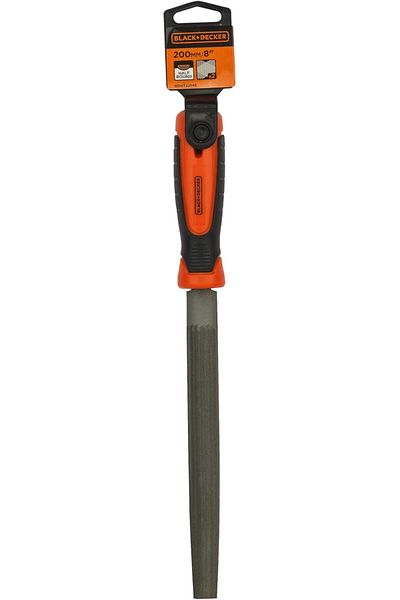 Black&Decker 200mm 2Nd Cut Bimaterial Steel Half Round File, Orange/Black - Bdht22146, 2 Years Warranty