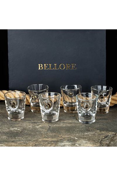 Bellore Real 9mm Bullet Shot Tequila Liquor Special Glass Set of 6 Bullet Core Gift Set