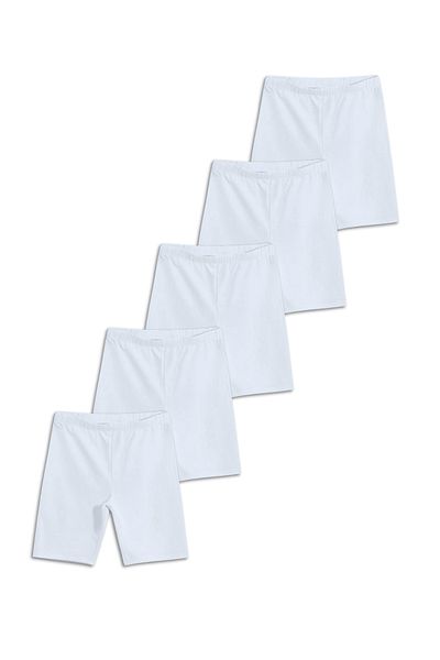 GizaKids Set de 5 colanți scurti din bumbac pieptănat din lycra alb pentru fete