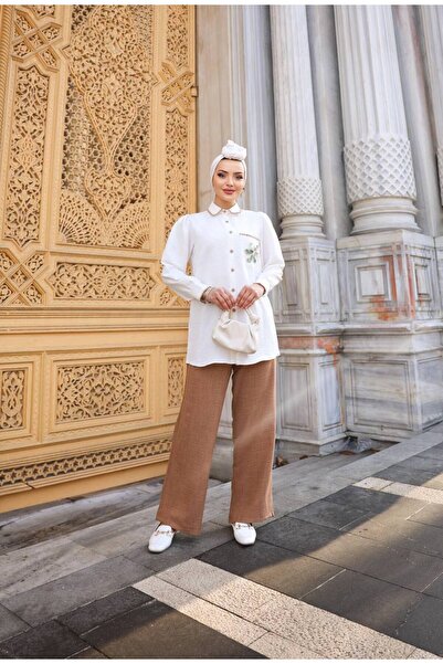 NevaMar طقم من الكتان بتفاصيل وردة مخيطة من شيبرد