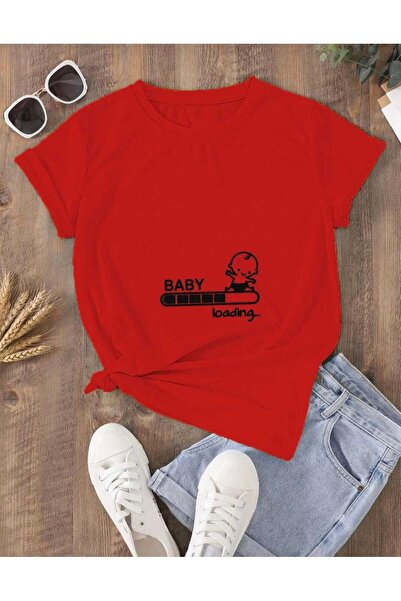 KOZİA OUTDOORS Γυναικείο μπλουζάκι με στάμπα  "Baby Loading... " σε μεγάλο μέ...