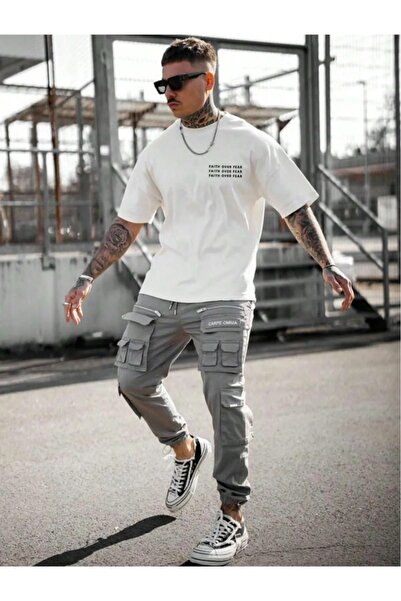 WEARTEX Men's Faith over Printed Crew Neck Oversize Basic T-Shirt