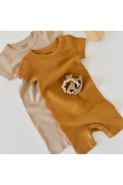bazaar-turkey all you need 2-Piece Short Sleeve Jumpsuit 11404 Mustard - Salmon