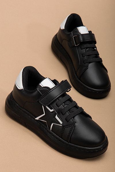 Dilimler Ayakkabı Boy's Sports Shoes Black Velcro Star Model Stitched Sole