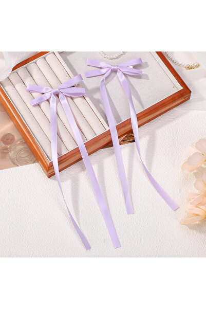 Fiyonks Atölye Saten Fiyonk Toka Saç Aksesuarı 2'li Klipsli Toka Kadın Saç To...