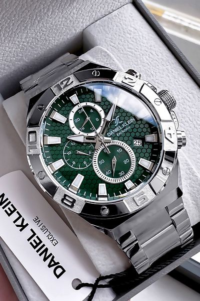 Daniel Klein Exclusive Men's Wristwatch 3 Atm Waterproof Silver Color Steel Cord + Bracelet DKE2052C4