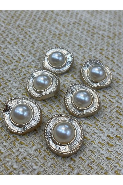 ODDA TASARIM ATÖLYESİ Matte Gold Amorphous Design Metalized Button 6 Pcs 22 mm (Plastic)