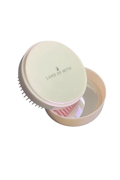 LAND OF MYTH Lom1282 Bag Type - Mirror Cover Hair Opening Comb Brush – Pearl White
