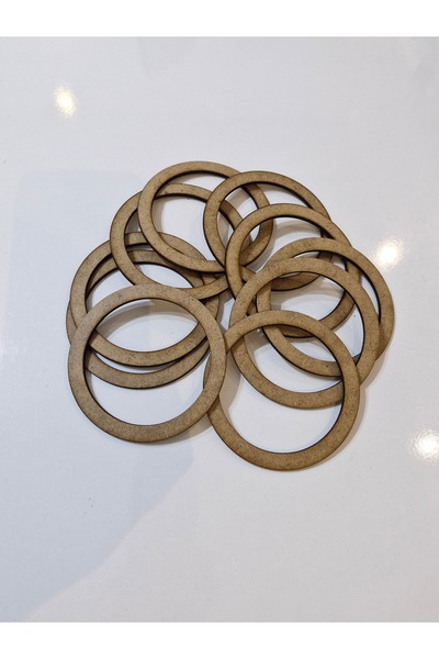 Sözen Home Design Raw Mdf - 12-cm Diameter Set of 5 Pulleys 3Mm-Thickness-Drop Catcher and Macrame Mesh Circle Pulley