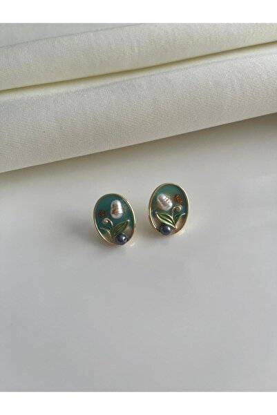 Nilsu Jewellery Accessory Vintage İncili Yaprak Detaylı Kadın Küpe