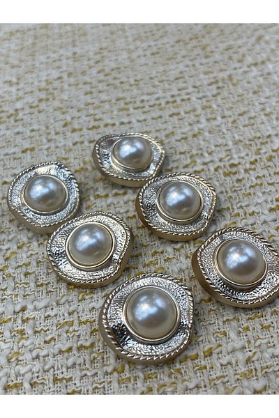 ODDA TASARIM ATÖLYESİ Matte Gold Amorphous Design Metalized Button 6 Pcs 22 mm (Plastic)