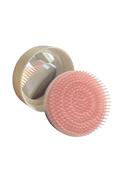 LAND OF MYTH Lom1282 Bag Type - Mirror Cover Hair Opening Comb Brush – Pearl White