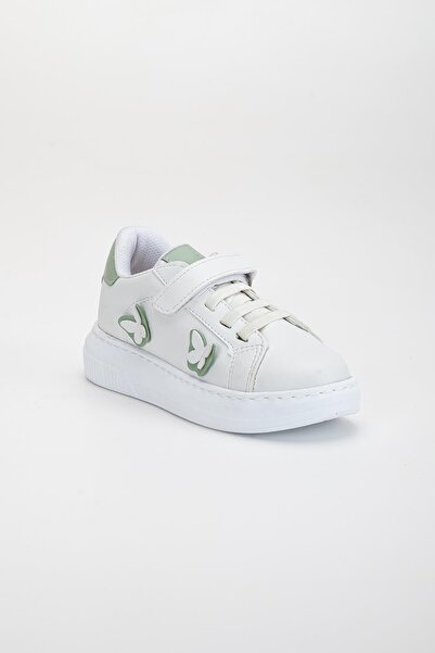 Dilimler Ayakkabı Girl's Sneakers - Green Butterfly Model (Stitched Sole)