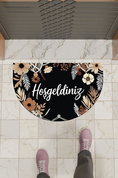 Dormot Home Modern Digital Doormat Floral Welcome Door Mat