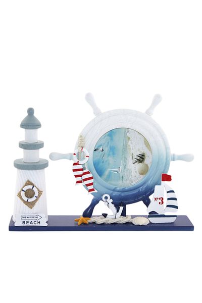 onyyapim Wooden Marine Lighthouse Photo Frame with Rudder