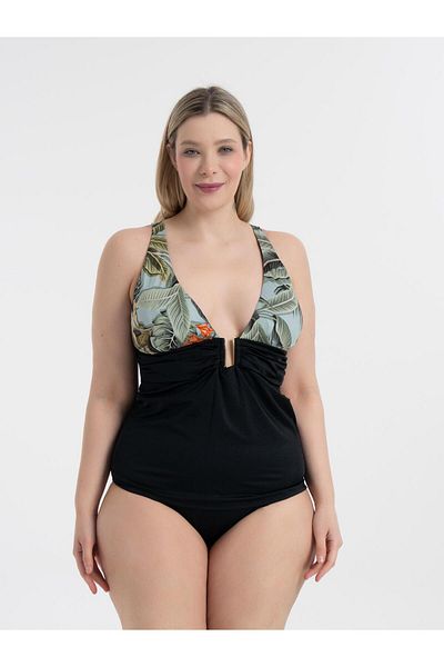 AQUAVİVA Aquaviva Tankini with Green Forest Print - Large Size