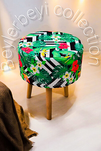 BEYLERBEYİ Coco Puf, düz kumaş,3 Ayak,oturma Odası, Makyaj Masası Pufu