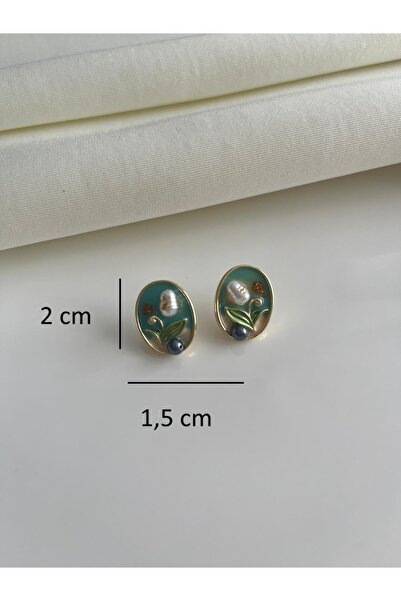 Nilsu Jewellery Accessory Vintage İncili Yaprak Detaylı Kadın Küpe