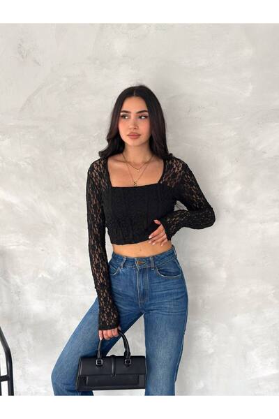 Nivora Style Crop Bluz with Lace Detail