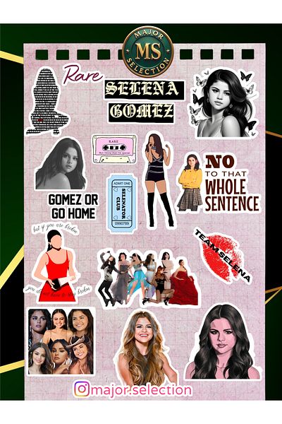 MS Major Selection Selena Gomez Sticker Set: for Laptop, Tablet, Mobile Phone, and Agenda