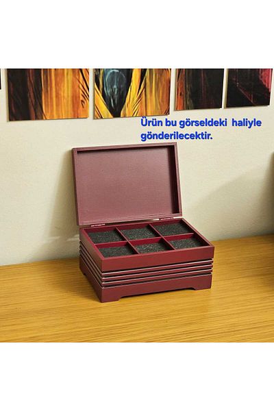 Tekir Store evinizi güzelleştirin Wooden 6 Compartment Clock Box, Decorative Custom Painted Đorda Clock Accessory Orchestra