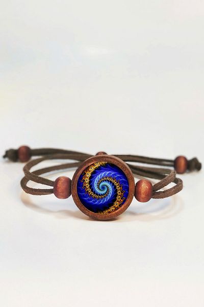 Tahtakolik Blue Yellow Fractal Wooden Bracelet