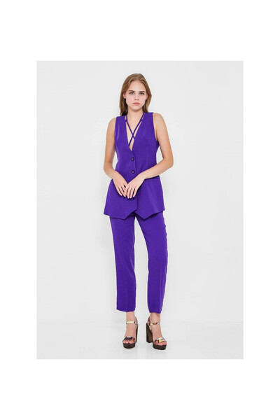 MODATALİKA Modatalika Kadın Kolsuz Düğmeli İkili Takım