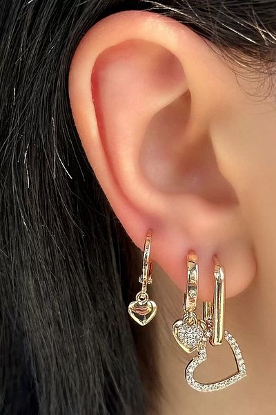 Vitastyle Gold Color Heart Figured Ysx 3-Piece Earring Set
