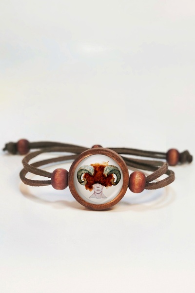 Tahtakolik Aries Zodiac Wooden Bracelet