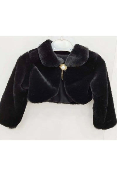 s.t. sebat tekstil Зимно болеро с дълги ръкави за момичета, ЧЕРНО