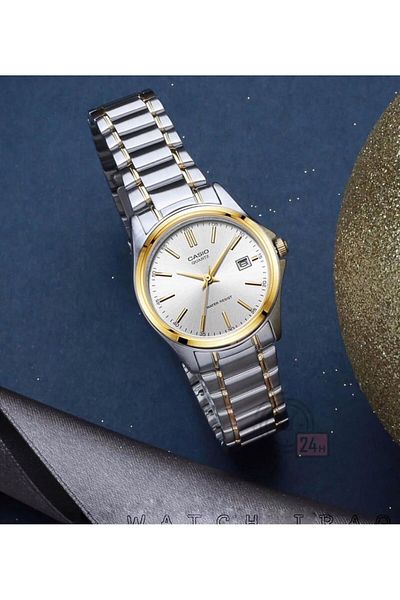 Casio ASIO LTP-1183G-7A 29mm Water Resistant Analog Watch with Stainless Steel Strap - Silver/Gold