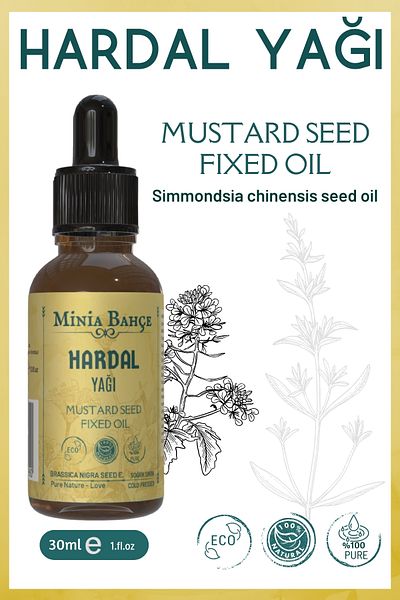 Minia Bahçe Bitki ve Sanat Atölyesi Mustard Seed Oil 100% Pure & Natural, 30ml