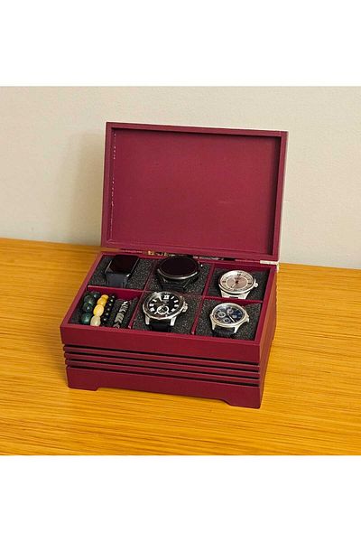 Tekir Store evinizi güzelleştirin Wooden 6 Compartment Clock Box, Decorative Custom Painted Đorda Clock Accessory Orchestra
