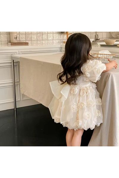 Bisahane Girl's Ecru Evening Dress