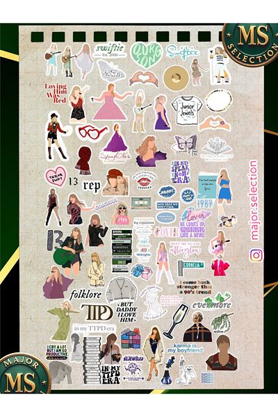 MS Major Selection Taylor Swift Themed Giant Sticker Set: Laptop Tablet Phone Agenda Bullet Journal