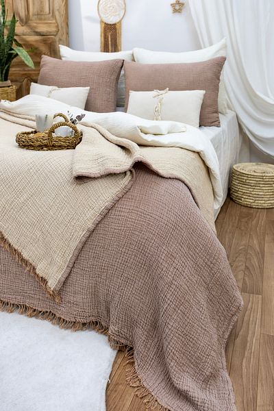 YASEMİNİNEVİ Muslin Bedspread Pique (200X230Cm) + 2 Pillowcases