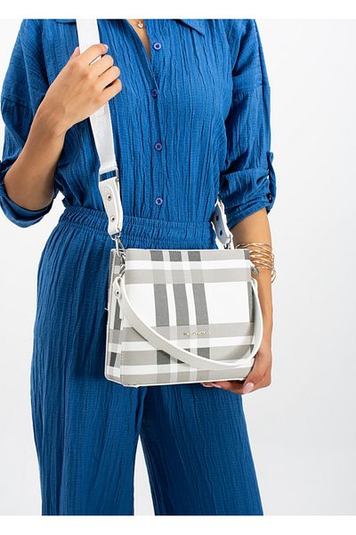 Just Polo Boguette Plaid Vegan Fabric Women's Hand Shoulder Cross Bag
