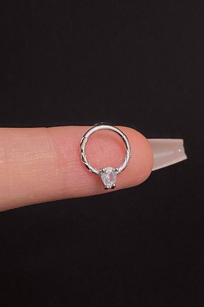 Blisse Piercing Women's Locking Drop Zircon Stone Daith Rook Septum Ring Steel Piercing