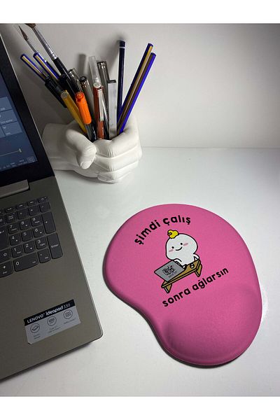 rakkun shop Work Now, Cry Later Printed Mousepad with Wrist Support