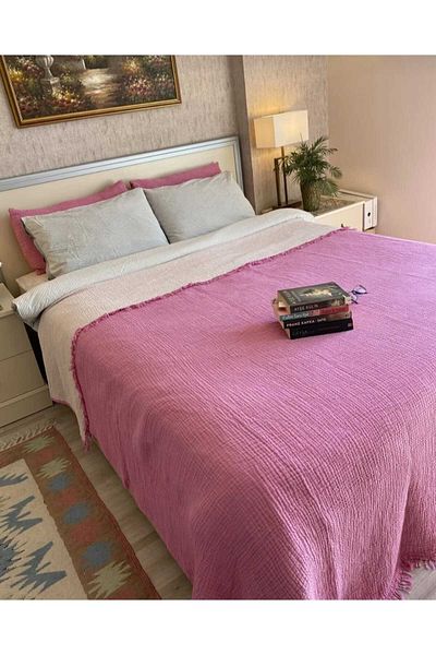 YASEMİNİNEVİ Muslin Bedspread Pique (200X230Cm) + 2 Pillowcases